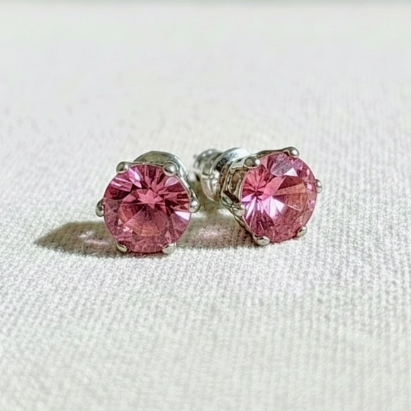 Swarovski Jewelry - 90s Vintage Rose Pink Studs made with Swarovski Crystal Elements Silver Overlay